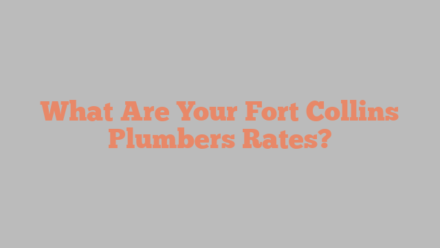 What Are Your Fort Collins Plumbers Rates?