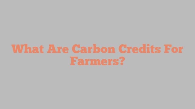 What Are Carbon Credits For Farmers?