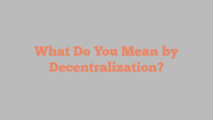 What Do You Mean by Decentralization?